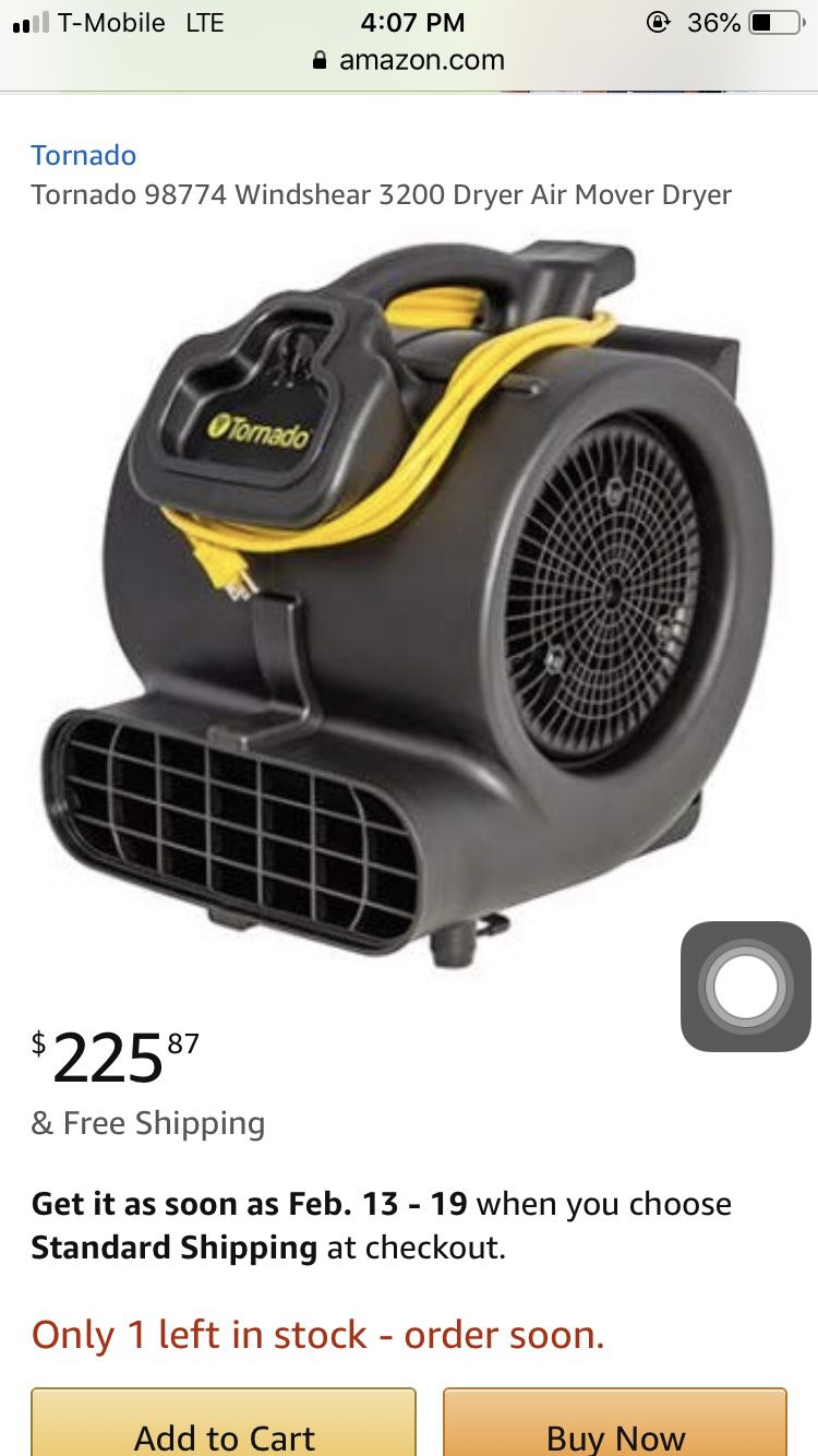 Dryer blower fan motor for drying air mover