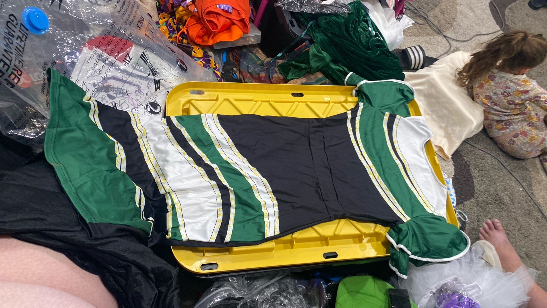 Green Black Yellow Stretchy Black Dress