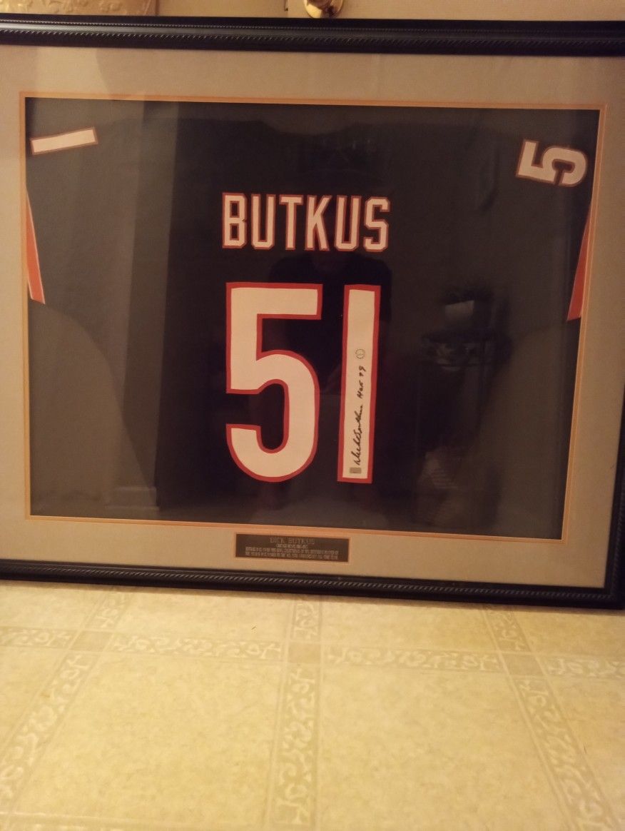 Dick Butkus Professionally Framed Signed Jersey With JSA Letter Of Authenticity