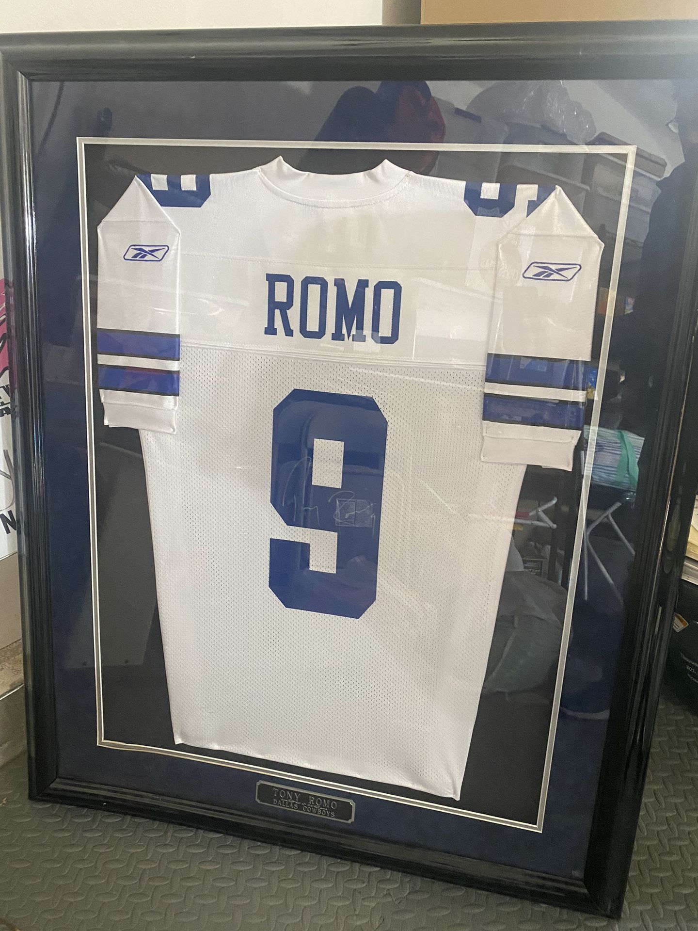 Autographed Tony Romo jersey Framed