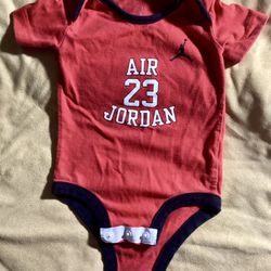 Air Jordan Infant Bodysuit One Pc. 3-6 Month With #23 Snap Crotch Red and Black
