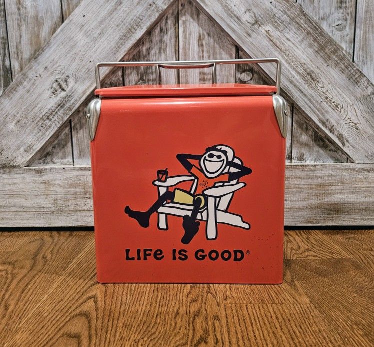 Life is Good - Jack in Adirondack Chair 14 qt. Red Vintage Cooler! (small dent)