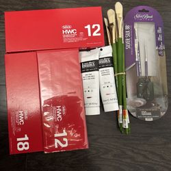 Water Colors / Liquitex Paint /paint Brushes Bundle 