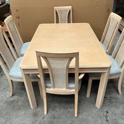 Dinning Room Set 6 Cain Back Chairs Leaf