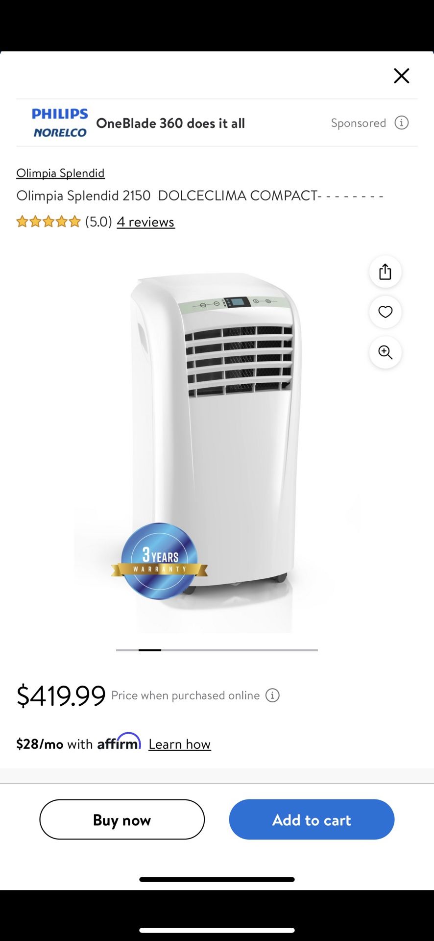 New Portable Air Conditioner 10000btu