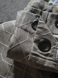 96' lined beige brown curtains 2