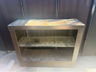 Heavy metal shelf with glass shelves
