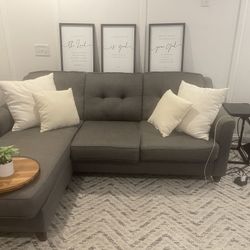 Gray Sectional With Accent Chair & Ottoman 