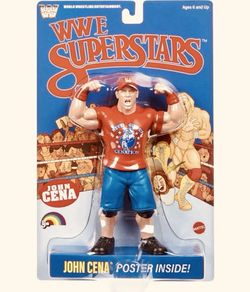 WWE LJN Superstars John Cena Action Figure 1980s Retro 8" Collectible Blue NEW
