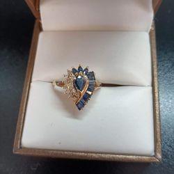 14k Sapphire & Diamond Ring
