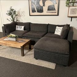 CHARCOAL SLEEK DESIGN BRAND NEW SECTIONAL SAME DAY DROP OFF