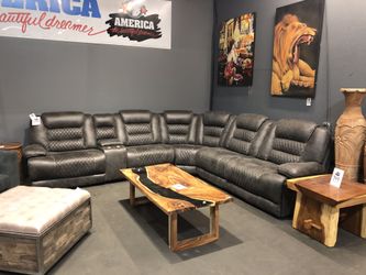 New & In Stock! Customizable Fabric Power Sectional Only $1999!