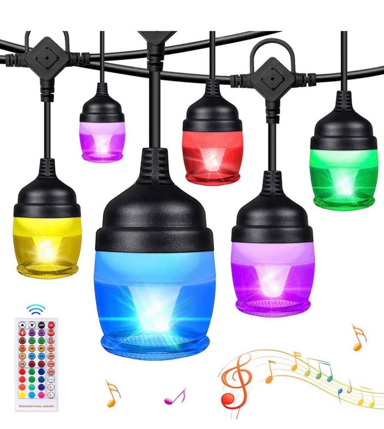 Brand new Sinvitron 37ft LED Color Changing String Lights Outdoor, Waterproof Outdoor Party Lights with Remote Control, Sync to Music, 12 Shatterproof