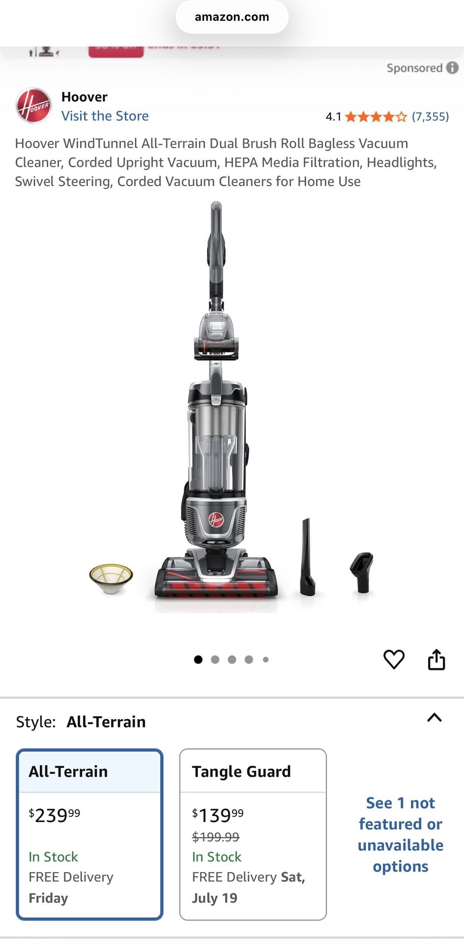 Hoover UH72460 Air Lite Corded Bagless Multi-Cyclonic Lightweight Upright Vacuum Cleaner