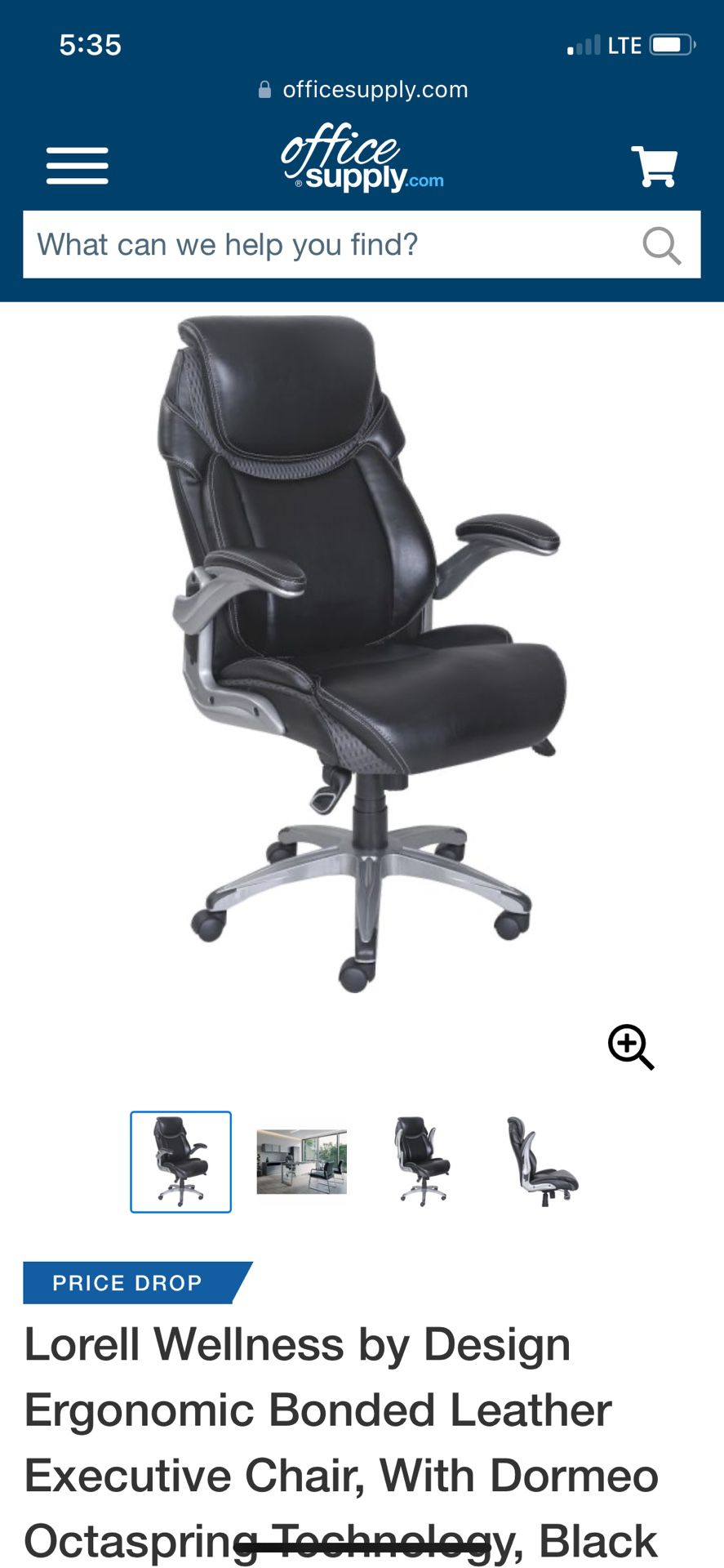 Lorell Wellness Leather Office Chair