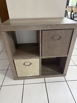 Greish Wood Storage Cube Organizer with Fabric Bins