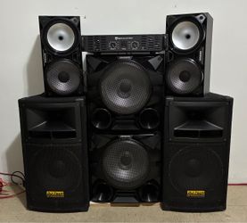 Complete Dj Pa Speaker System Stack - Rockville RPA5 AMP, Dj - Tech Vegas 12