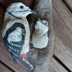 Mom And Baby Woodpecker For Outdoors