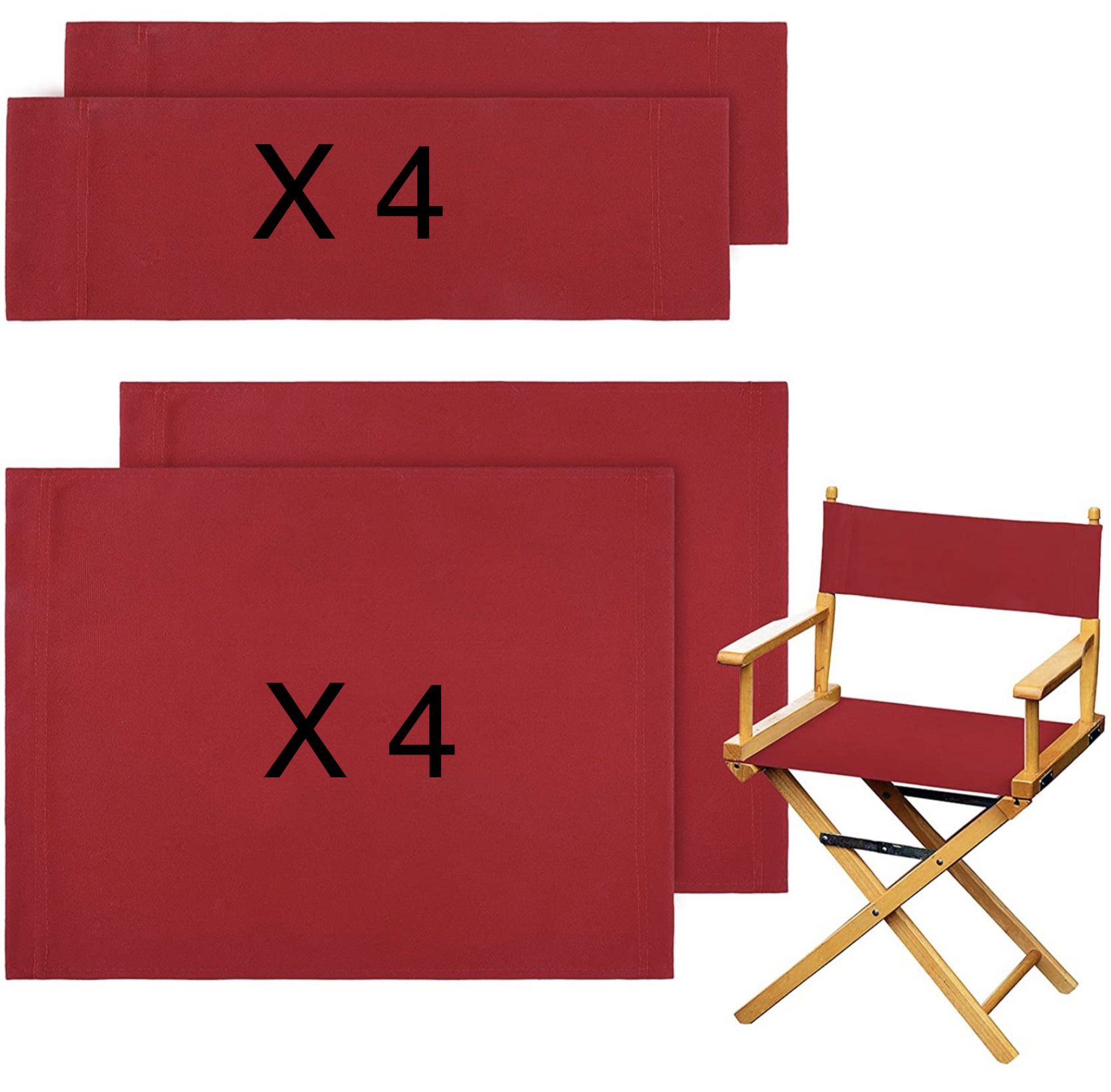 4 Set Casual Directors Chair Cover Kit Replacement Canvas Seat and Back Cotton
