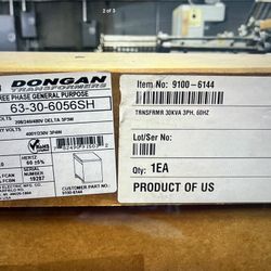 Three Phase Dongan Transformer 63-30-6056SH