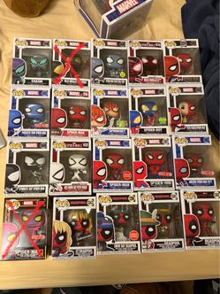 Spiderman and Deadpool Funko Pops