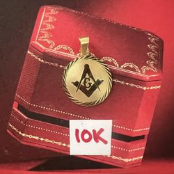 10K Solid Gold Masonic Pendant For Wedding 
