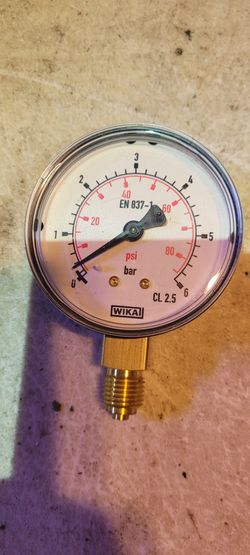 WIKA EN 837-1 Pressure Gage 0-6 bar 86 PSI 1/4" connection