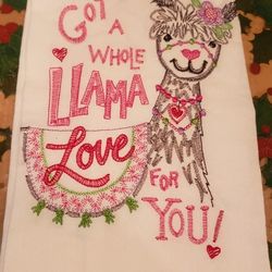 Llama Valentine's Day Kitchen Towel