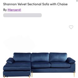 Velvet Blue Sectional (Free Delivery)