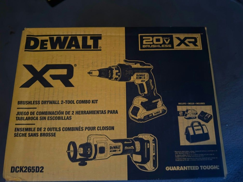 * DEWALT XR 20-Volt Lithium-Ion Cordless Brushless Screwgun and Cut-Out Combo Kit with (2) 2.0Ah Batteries, Charger and Bag