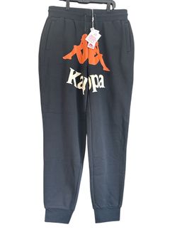 Kappa Men's Black Jogger Sweatpants Cotton Blend Pockets Drawstring Logo XXL