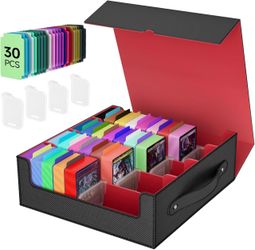 Black & Red Trading Card Storage Box for MTG Commander & Sports Cards