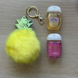 Pineapple Keychain + 2 Mini Sanitizers