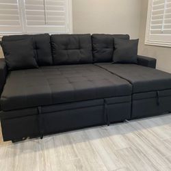Black sofa with pull out bed with storage   ¡¡NEW!!