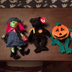 Halloween Beanie Babies Witch Pumpkin Teddy