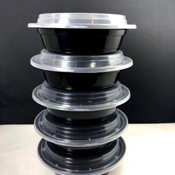 16 oz. Black 6” Rectangular Microwavable Heavy Weight Container with Lid - 50 Case