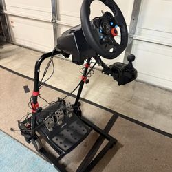 Racing Wheel, Pedal And Gear With Stand Holder For Gaming