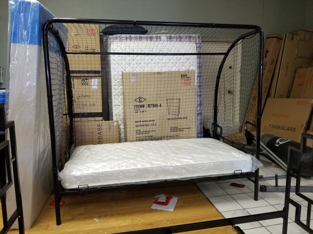 Soccer goal bed frame