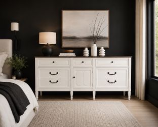 White solid wood dresser, buffet, credenza or tv stand