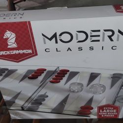 Modern Classics BackGammon Extra Large Game Board & Pieces Red XL Etched Glass