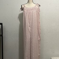 Pink Floral Tie Shoulder Wide Legged Romper