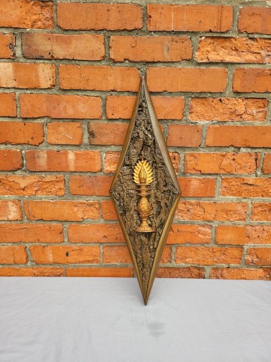 Burwood Vintage Diamond Shaped Chesspiece MCM Wall Hanging Made In The USA