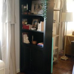 Set Of Two Tall Black Bookcases