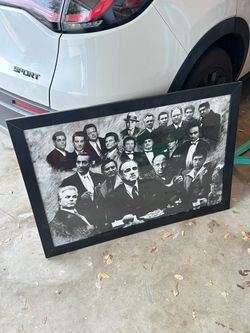 Large Framed Gangster Mob Movie Wall Art 39” – Godfather Scarface Goodfellas Mafia Decor