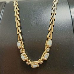 14K White Stones Gold Bracelet 7.25" long