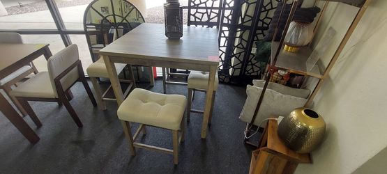 5pc Gray and tan 5pc Counter Height Dining Set