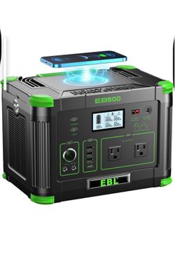 EBL Portable Power Station 500w(Peak 1000W), Camping Solar 519.48Wh Outdoor Solar Generator Backup B