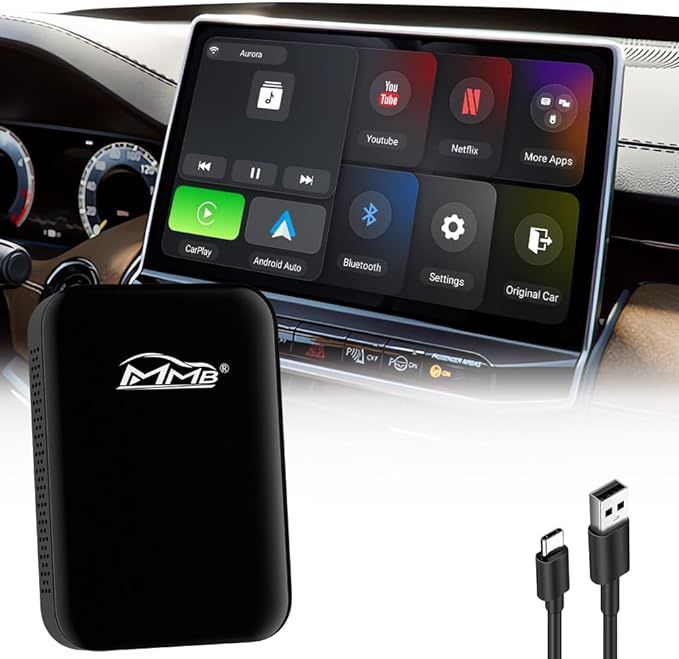 MMB Magic CarPlay Box 4 in 1 Wireless CarPlay & Android Auto Adapter 2024 New Upgrade 2.0 Streaming Media Dongle Support YouTube/Netflix/Screen Mirror