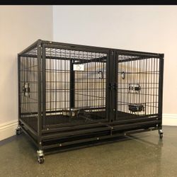 Dog Cage Kennel Size 43 With Divider And Feeding Bowls New In Box 📦 