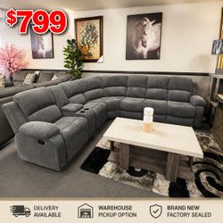 Living room reclining sectional sofa